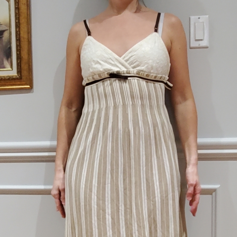 Vintage Tristan Maxi Pleated Striped Strappy Dress - Picture 2 of 13